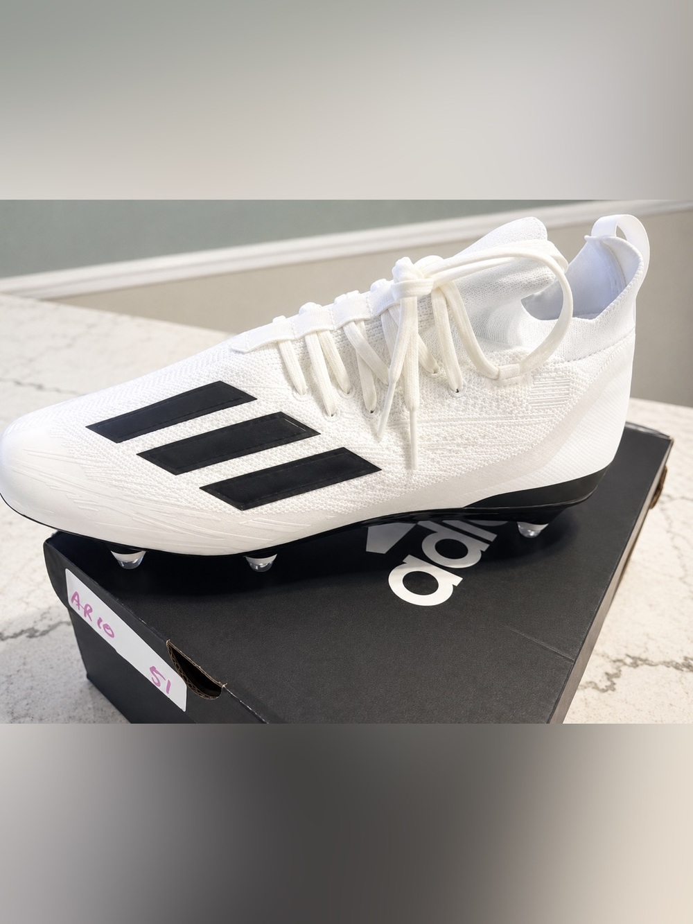Adidas Adizero Primeknit 22 Football Cleats White Black Men’s Size 13 NEW